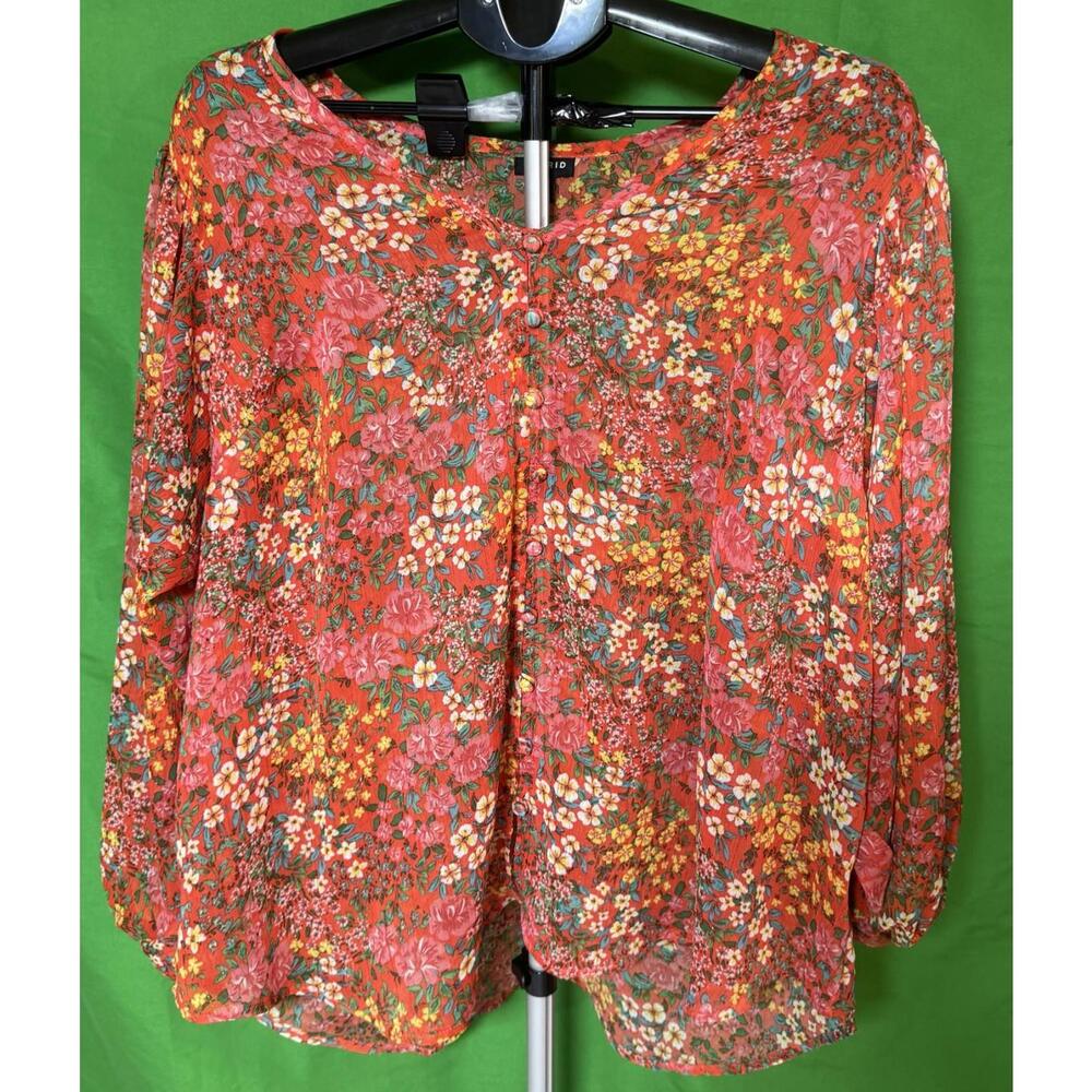 Torrid Blouse Multicolor Floral Chiffon Button Up Size 2X (18-20) NEW